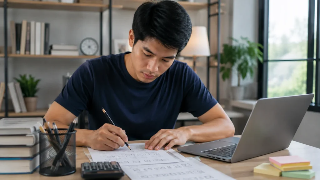 Calon mahasiswa mengerjakan soal logika angka dan deret numerik